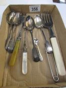 A mixed lot pf EPNS cutlery including pickle forks,