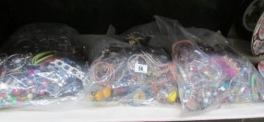 3 bags of costume jewellery