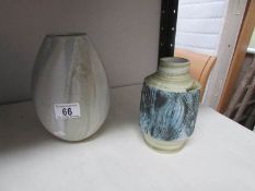 A Cornish art pot and a pottery vase with impressed mark on base