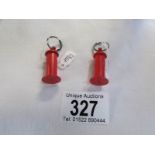 2 vintage Red-ex key rings