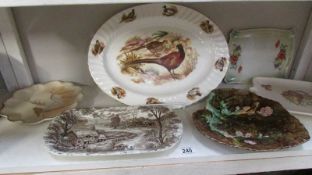 A Pheasant decorated platter and other plates