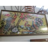 A framed and glazed tapestry