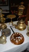 A mixed lot of brass and copper ware