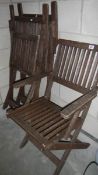 3 folding wooden garden chairs