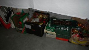 A good lot of Christmas decorations including very large Christmas candle