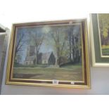 An oil on canvas church scene signed K Kearsley 1965