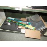 A shelf of miscellaneous including windscreen wipers,