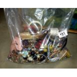 A bag of costume jewellery