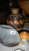 A Denby vase and 2 other items