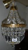 A good French glass basket chandelier
