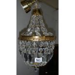 A good French glass basket chandelier