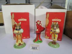 2 boxed Royal Doulton Bunnikins 'Tut ankh amun and ankhesenanum and a Carlton ware Mephisto