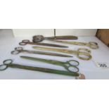 7 vintage pairs of large dress making scissors