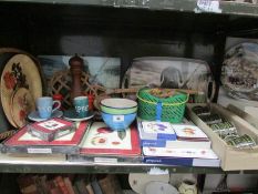 A shelf of kitchen ware