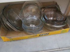 A box of Pyrex dishes