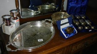 A mixed lot of silver plate including cased goblets etc