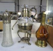A wine carafe on stand,