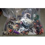 A bag of costume jewellery