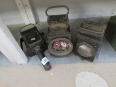 2 railway lamps and a coach lamp,