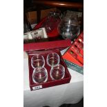 A mixed lot of glass ware including cased set of glasses and coasters