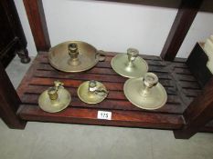 5 old chamber candlesticks