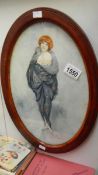 A 1920'30's watercolour of a red headed lady