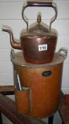 A copper kettle and a copper stew pot