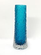 A Whitefriars blue volcano glass vase designed by Geoffrey Baxter,