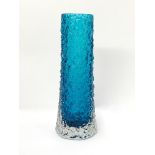 A Whitefriars blue volcano glass vase designed by Geoffrey Baxter,