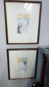 A pair of Lithographical prints by Elisabeth Frink on laid paper and printed by the Curwen Press