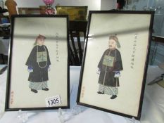 A pair of Chinese paintings of gentlemen in costume,