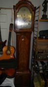 A silvered dial 8 day Grandfather clock inscribed Lambert - London