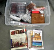 A quantity of model doll house furniture with books and DVD