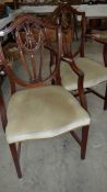 A pair of shield back carver chairs
