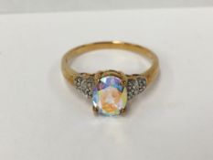 A 9ct gold ring set clear stone, HM Birmingham (no year letter),