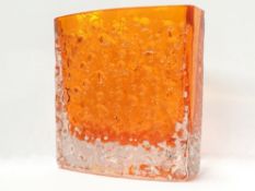 A Whitefriars glass tangerine nail head vase,