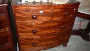 A mahogany bow front 2 over 3 chest of drawers