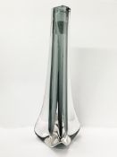 A Whitefriars glass pewter three sided vase designed by Geoffrey Baxter,