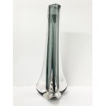 A Whitefriars glass pewter three sided vase designed by Geoffrey Baxter,