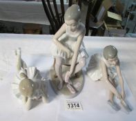 3 NAO ballerina figurines,