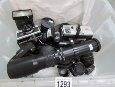 A mixed lot of lenses, flashes and other camera accessories (lenses including Paragon 500mm,