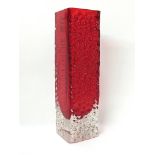 A Whitefriars glass red nailhead vase,