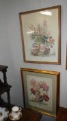 2 framed and glazed floral prints including limited edition by Mary Grierson R.H.