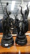 A pair of music themed spelter figures