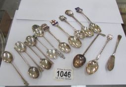 15 silver spoon including souvenir,