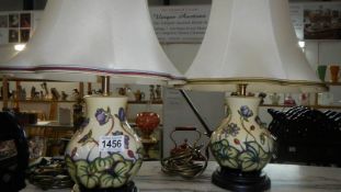 A pair of Moorcroft bedside lamps