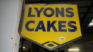 A Lyons cakes double sided enamel sign