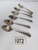 6 silver teaspoons,