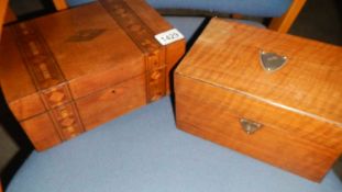 A mahogany inlaid box and one other