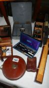 A mixed lot of various instruments plus boxwood rulers,